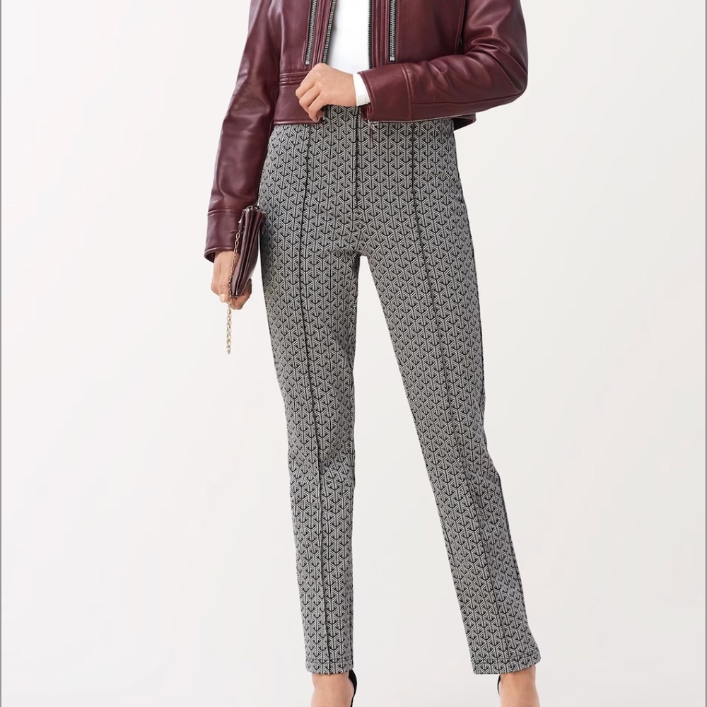 DVF straight-leg pants, black-multi color, size: 2